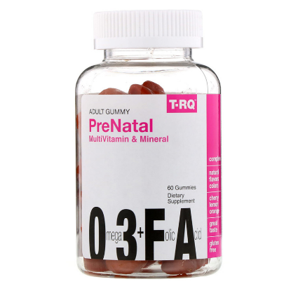 تي ار كيو حلوى قبل الولادة اوميغا 3 وحمض الفوليك 60 حبة لصحة الحوامل